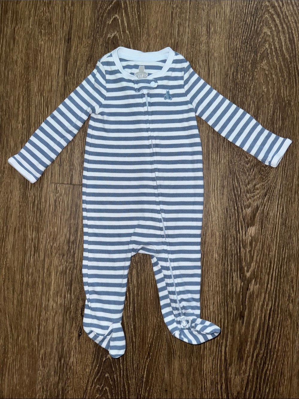Baby Gap Striped Blue Footed One-Piece Sleeper (0-3 months)